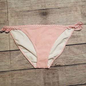 AERIE pink white ruffle bikini bottom XL